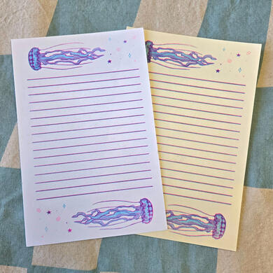 blue jellyfish risograph paper