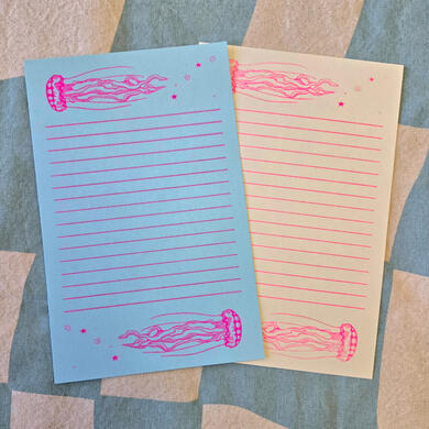 pink jellyfish risograph paper