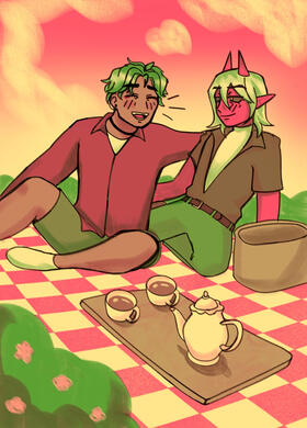 oc (kon and alric) riso illustration, july 2025